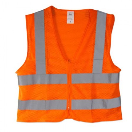 Reflective vest orange mesh full-zip Reflective vest orange mesh full-zip